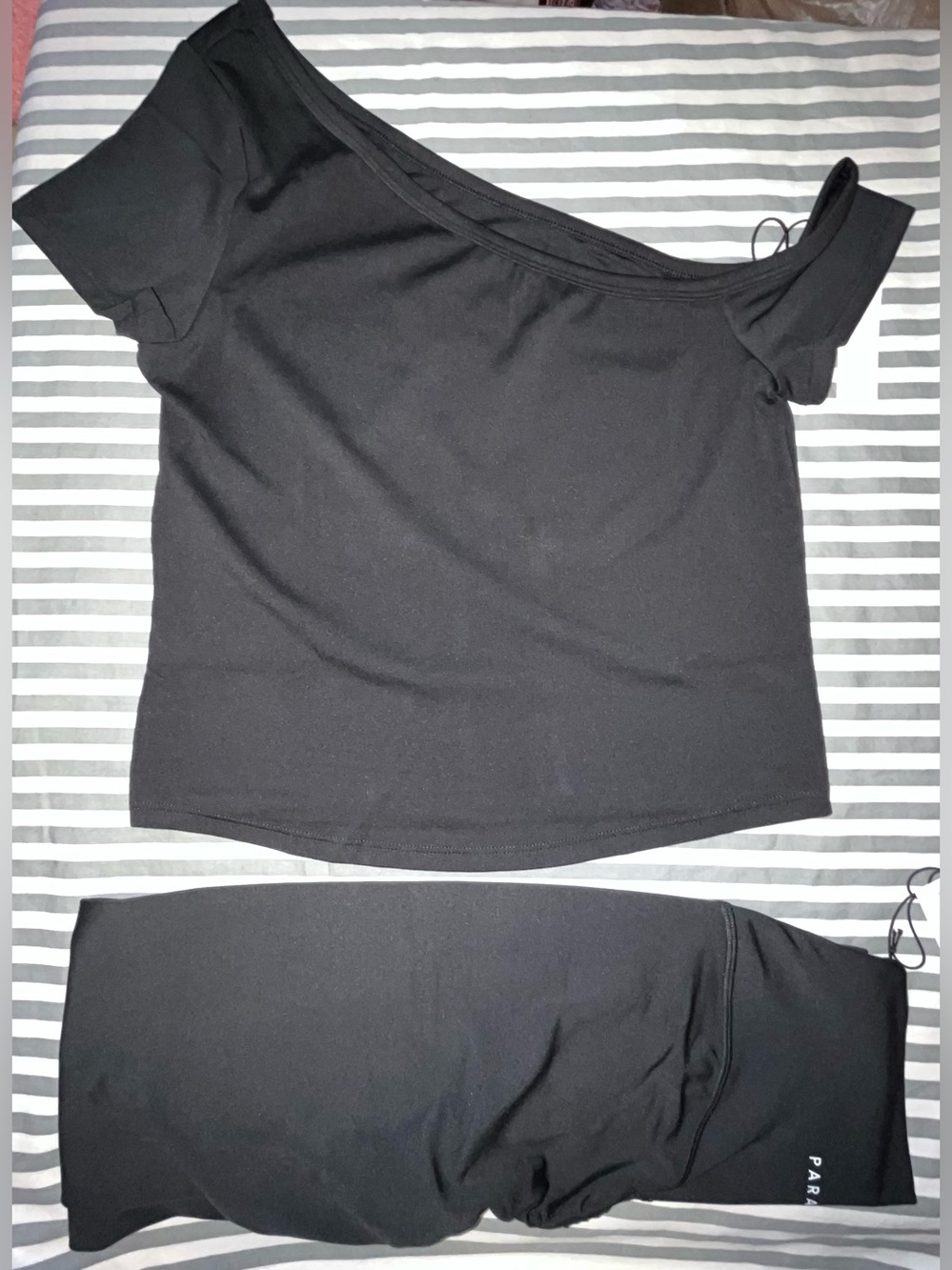 Paragon Reluna Full Length One Shoulder Top + SculptSeam Plus Legging Black Sz M